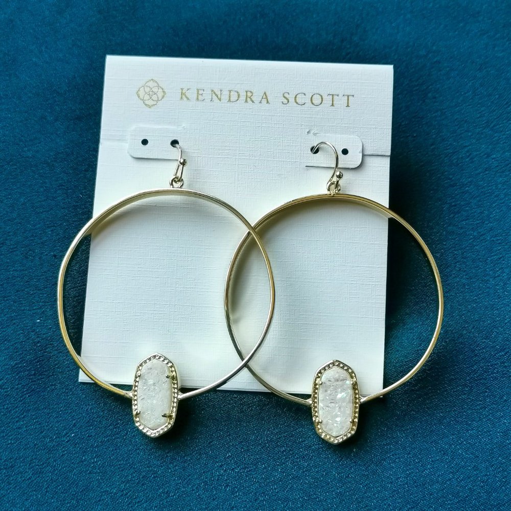 KENDRA SCOTT Elora drusy gold hoop earrings